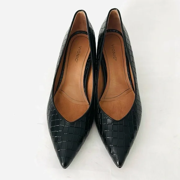 Vionic Kit Josie Croc Black Croc-Embossed Leather Women's Pumps 10 NWOB - Picture 6 of 12